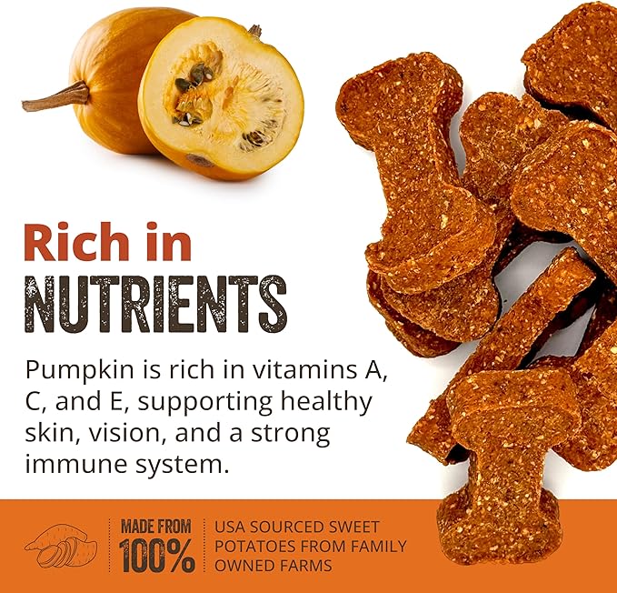Gaines Family Farmstead Sweet Potato Pumpkin Dog Bones - All-Natural Dog Treats, Digestive Support, Grain-Free, Vitamin-Rich Chews for Puppies & Adult Dogs, 6 oz Bag