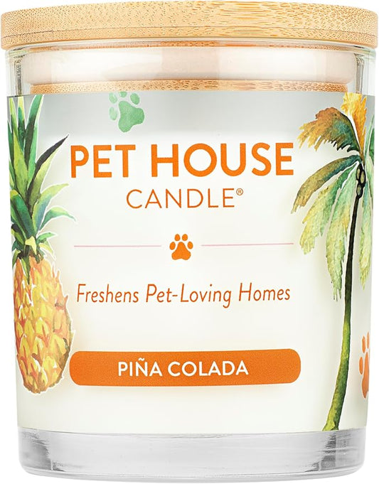 Pet House 9 oz Pina Colada Scented Pet Odor Candle, Clean Burning, Long Lasting, Plant Based Spring, Summer Scented Soy Candle, 60 Hour Burn Time