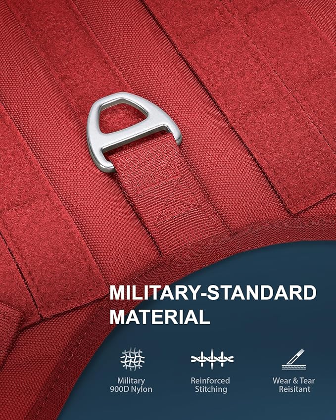 FAYOGOO Service Dog Harness for Large Dogs - Mesh Breathable Dog Harness Escape Proof with Handle - No Pull Military Service Dog Vest with Removable Patches for Walking,Training,Hiking