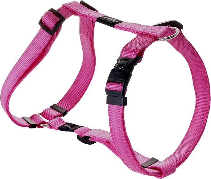 Reflective Adjustable Dog H Harness for Extra Large Dogs; Matching Collar and Leash Available, Pink