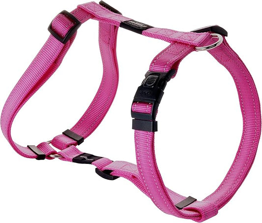 Reflective Adjustable Dog H Harness for Extra Large Dogs; Matching Collar and Leash Available, Pink