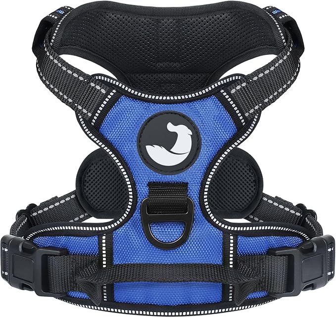 Joytale No Pull Dog Harness for Large Dogs, Reflective Pet Vest with Front Clip, Adjustable Soft Padded Harnesses with Easy Control Handle for Training and Walking, Navy Blue, L