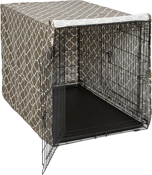 MidWest Homes for Pets Dog Crate Cover, Privacy Dog Crate Cover Fits Midwest Dog Crates, Crate Cover Only; Machine Wash & Dry; Brown Geo Print; 48 inch