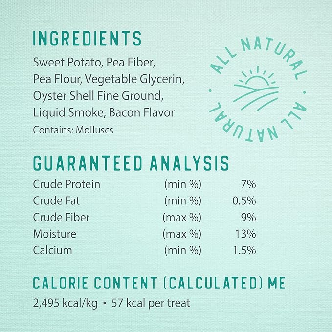 Caledon Farms Plaque Busters with Bacon Dog Treats: Grain Free, Gluten Free, No Additives, Colors or Preservatives, Brown 8 Count (Pack of 1)