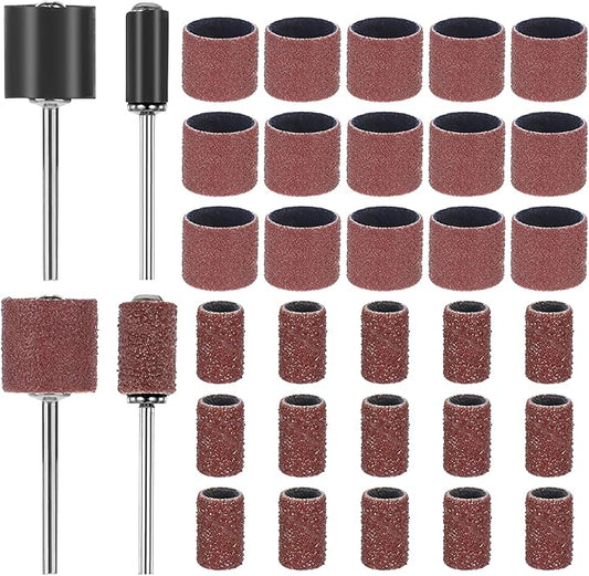 34pcs Dog Nail Grinder Pet Nail Grinder for Dogs Replacement Kit Sanding Drum Set with Grit Sanding Bands Pet Nail Smoother Dog Claw Care Rotary Tool Kit Dog Claw Trimmer Tools (120 Grit +80 Grit)