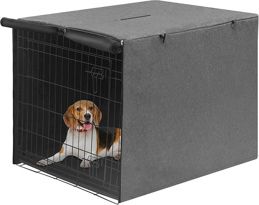 Deblue Grey 36 inches Dog Crate Cover, Heavy Duty Polyester Pet Kennel Covers Universal Fit for 1 2 Doors Standard Metal Crate (Grey)