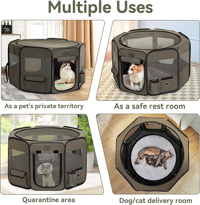 PETSFIT Dog Pen Indoor, Anti-Leakage Bottom, Foldable, Collapsible Dog Playpen Indoor/Outdoor for Cats