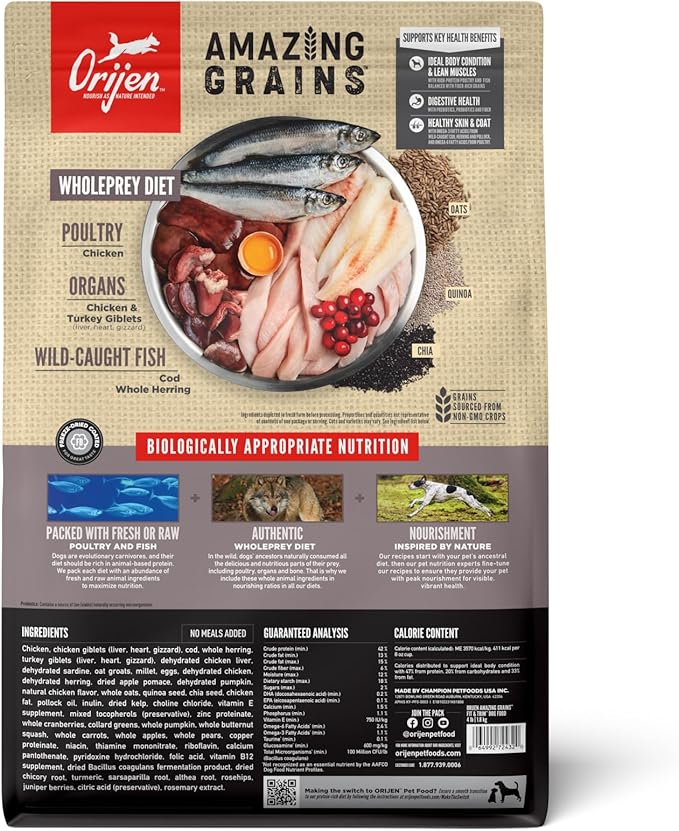ORIJEN Amazing Grains™ Fit & Trim Dry Dog Food Recipe, 4lb