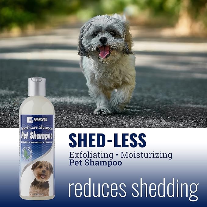 Kenic Shed-Less Conditioning Shampoo for Dogs & Cats – Reduces Shedding, Conditions Coat, Enriched with Omega 3 & 6, Vitamin E & B5 – Gentle & Nourishing Formula