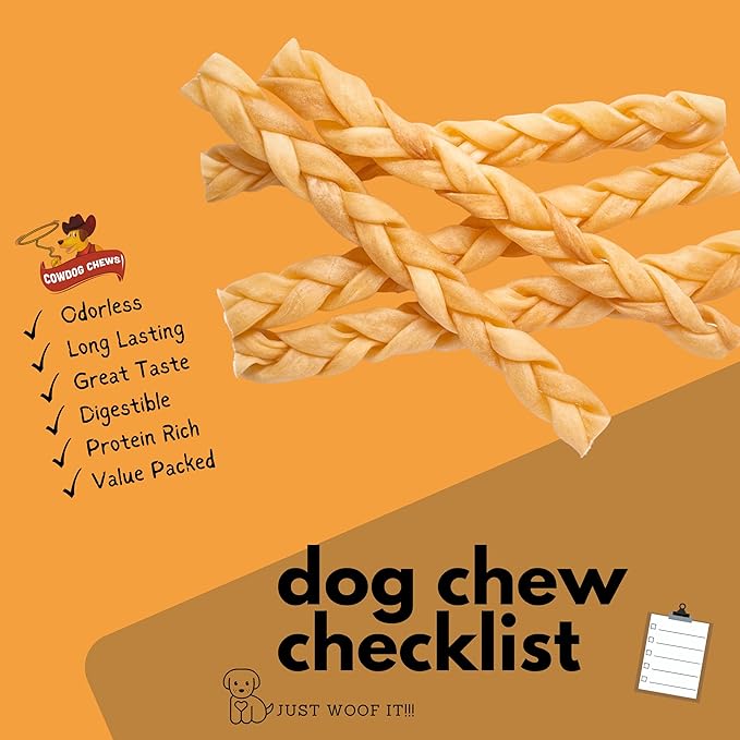 Collagen Sticks - Odor-Free, All Natural Collagen Dog Chews for Healthy Joints, Skin & Coat. Best Rawhide and Bully Stick Alternative Filled with Beefhide Goodness. (Braid 10-13" (5 Pack))