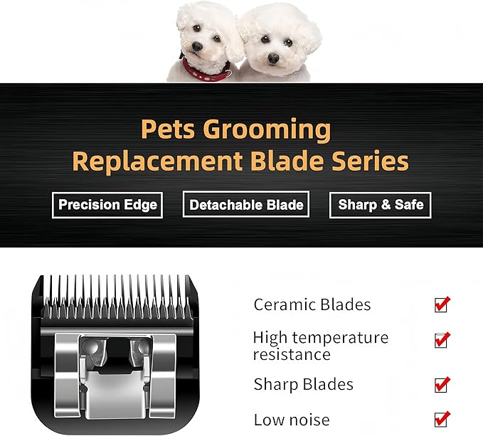 4F Dog Clipper Blade: Titanium Coated SK2 Steel, Universal Fit for Andis, Oster A5, Wahl KM - 3/8" Cut for Dogs & Cats