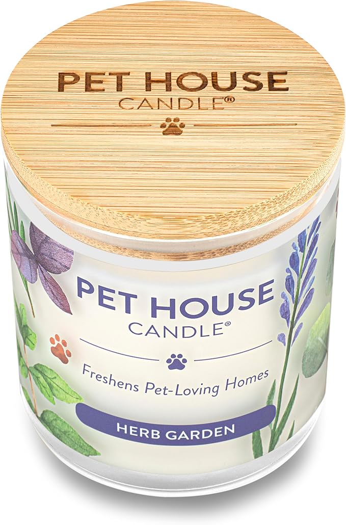 Pet House 9 oz Herb Garden Scented Pet Odor Candle, Clean Burning, Long Lasting, Plant Based Spring, Summer Scented Soy Candle, 60 Hour Burn Time