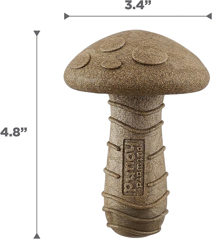 Outward Hound Dogwood Mushroom Durable Dog Chew Toy, Peanut Butter Scent, Medium