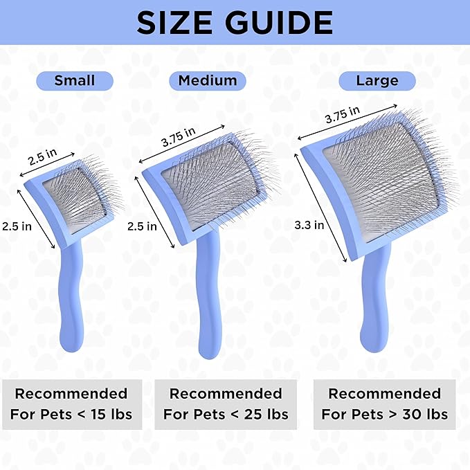 We Love Doodles Dog Slicker Brush for Grooming Pet Hair - Best Brushes For Poodle & Golden Doodle - Long Haired Brush For Dogs - Goldendoodle Long Pin Comb For Dematting (Medium Curved)