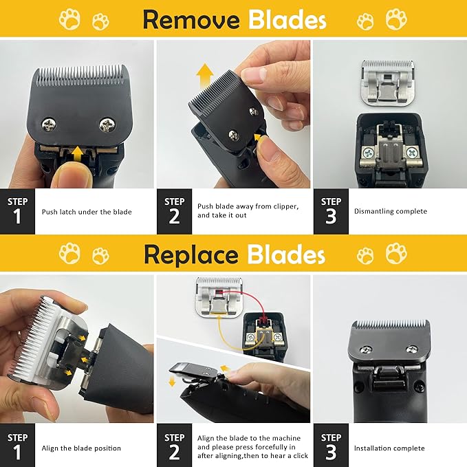 Black Detachable Steel Pet Dog Clipper Blades, Size-5FC, Compatible with Andis Cut Length 1/4"(6.3mm)，22th Ceramic Moving Blade