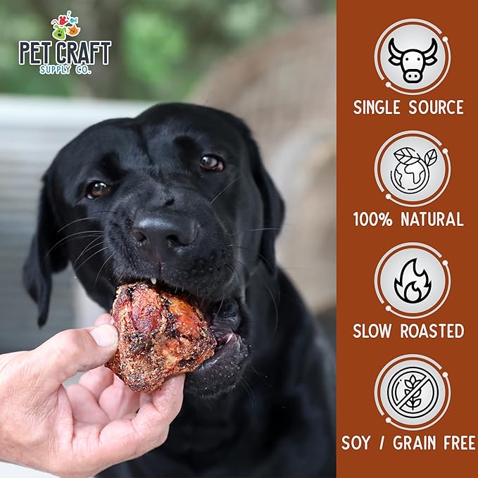 Pet Craft Supply Meaty Buffalo Knee Caps Bones 10-Pack Dog Treats for Aggressive Chewers, Rawhide Free Grain Free All Natural Slow Roasted Long Lasting Chew