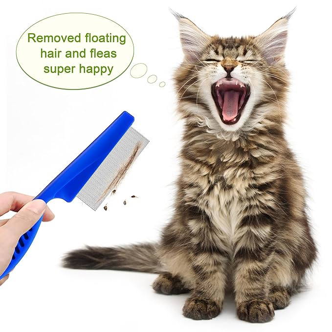5 Pack Flea Lice Comb,Stainless Steel Dog Cat Grooming Combs With Rounded Teeth,Double-Sided Tear Stain Remover,Dematting Comb For Dogs Cats Ideal For All Types Of Small, Medium, Large Pets