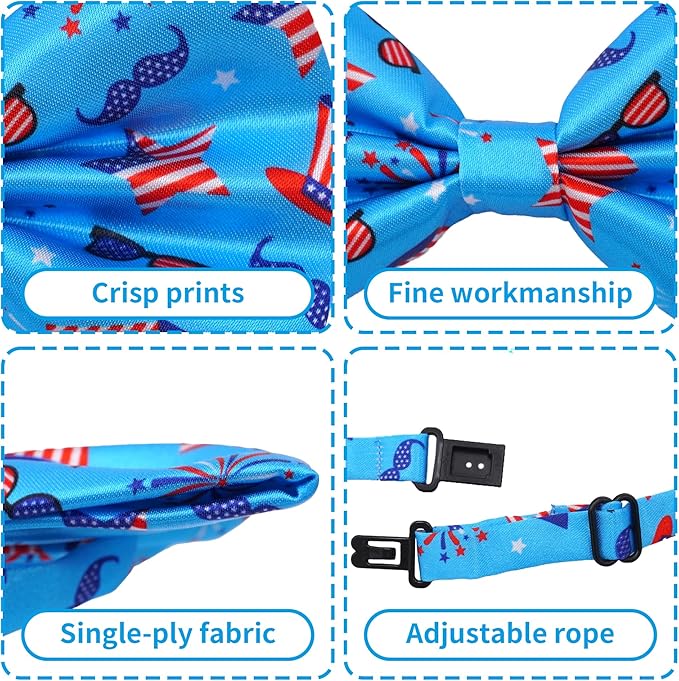 30 PCS 4th of July Dog Bow Ties Bulk for Small Medium Large Dogs Patriotic Dogs Bowties with Adjustable Ties Independence Day Bow Ties Party Grooming L