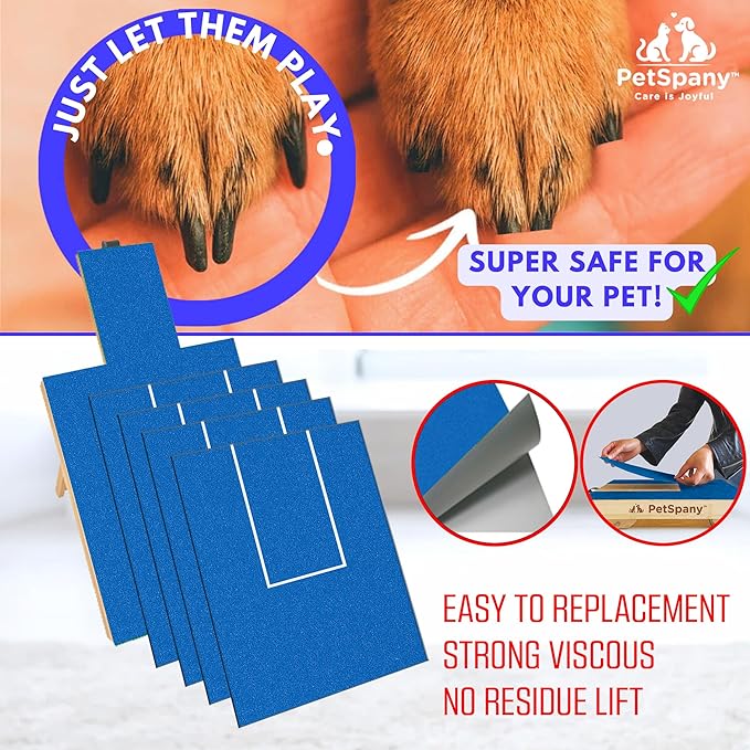 4 PCS Premier Self-Adhesive Sandpaper14.55x10.39 inch, 80 Grit – Dog Nail Scratch Pad Replacement Paper –Sandpaper for Dog Nail Scratch Board with Treat Box (Blue)