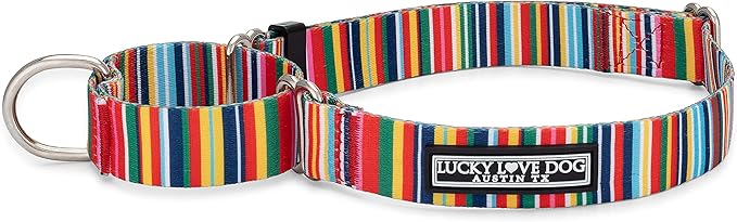 Lucky Love Dog Martingale Dog Collar - Adjustable, No-Slip, Durable, & Soft Webbing Dog Collar for Male and Female Dogs Ideal for Training & Walking - Stylish Hippie Pattern, Small Size
