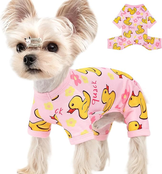 Dog Pajamas Summer Dog Clothes for Small Medium Dogs Boy Girl Doggy Pjs Cute Doggie Onesie Breathable Puppy Clothes Soft Stretchy Cat Pet Outfit (Yellow, X-Large)