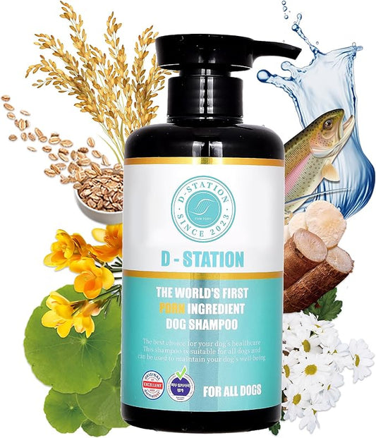 D-STATION PDRN Dog Shampoo Contains Ingredients Such as PDRN and Oatmeal, which Help Improve Skin Health, Moisturize, Relieve Itching, Prevent Odor, Provide Shine to The Coat. 16.9 oz