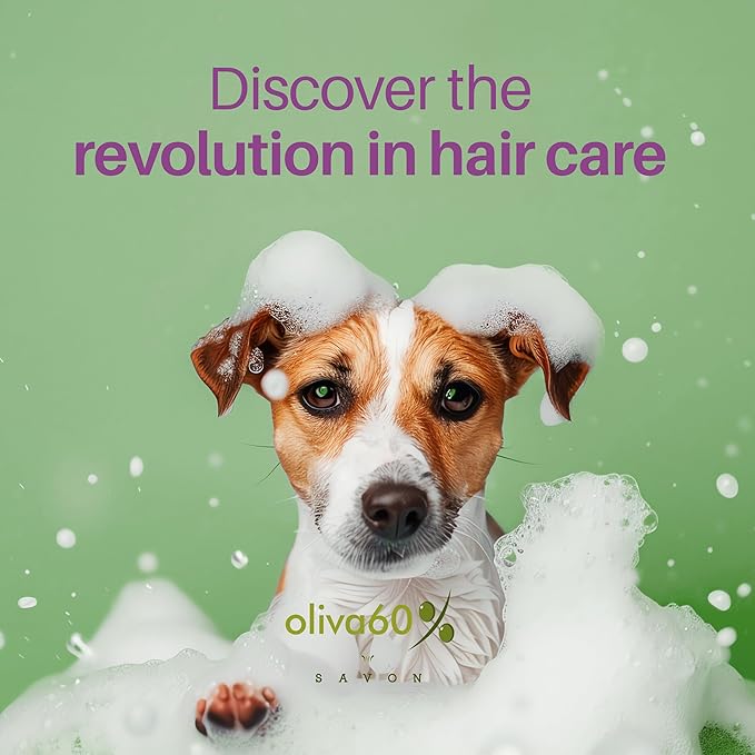 Natural Dog Shampoo Bar with Roses and Geranium | Eco-Friendly, Long-Lasting Dog Bath | Sulfate-Free, Nourishing Oils for Shiny Coat | Dog Essentials | Oliva 60