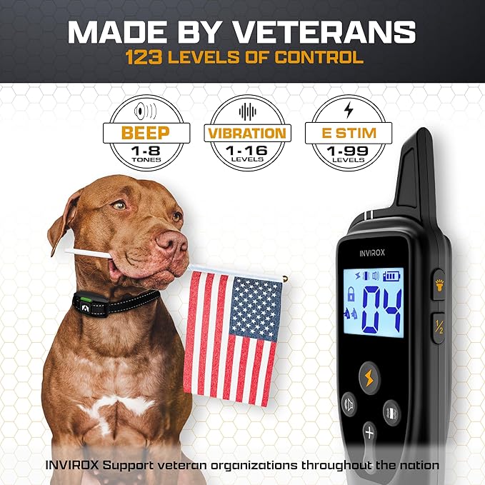 INVIROX Dog Training Collar [2025 Edition] 123 Levels Dog Training Collar with Remote 1100yd Range E Collar for Dogs Training 100% Waterproof Rechargeable E Collar with Remote