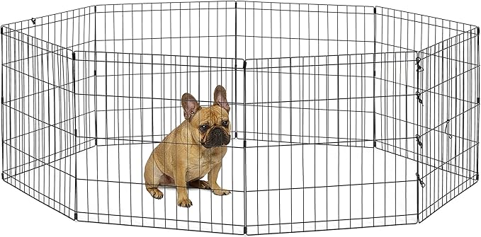 New World Dog Exercise Pen & Playpen, 24" W x 24" H, No Door, Black B550-24