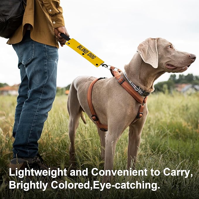 YROVWENQ Blind Dog Dog Leash Wrap with Visual Impairment Yellow Alert and Hanging ID Tag - Thoughtful Gift Idea for Pet Birthdays and More (Blind Dog Sleeve)