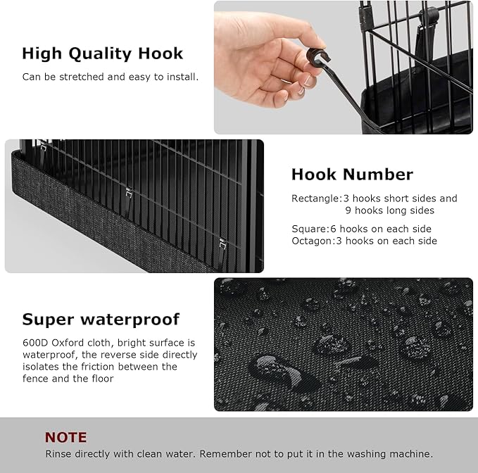 PJYuCien Dog Playpen Bottom Pad(Only Bottom Pad, No Playpen)- Stabilize The Dog Play Pen, Easy to Clean and Waterproof, Fits Most 8 Panels 24 Inch Width Metal Dog Fence Octagonal Dog Playpen