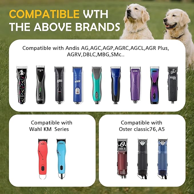 Black Detachable Steel Pet Dog Clipper Blades, Size-5FC, Compatible with Andis Cut Length 1/4"(6.3mm)，22th Ceramic Moving Blade