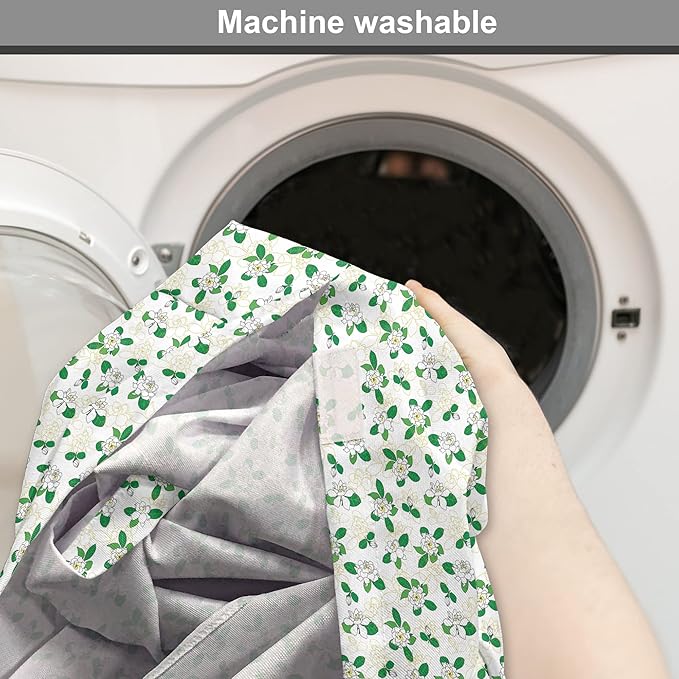 Lunarable Jasmine Dog Crate Cover, Gardenia Simplistic Romantic Flowers Continuous Pattern, Easy to Use Pet Kennel Cover for Medium Large Dogs, 42 Inch, Fern Green Pastel Yellow