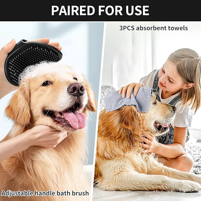 Buddy Muddy Pet Foot Cleaner with Handle, Adjustable Brush, and 3 Absorbent Towels (Blue, Large)