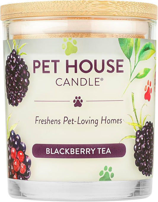 Pet House 9 oz BlackBerry Tea Scented Candle, Clean Burning, Long Lasting Plant Based Soy Candle for Pet Odor, Spring, Summer Scented 60 Hour Burn Time