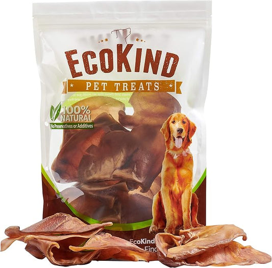EcoKind Healthy Pig Ears for Dogs | 10 Ears | High Protein Pig Ear, Rawhide Free Dog Chews, Natural Dog Treats, Thick Cut, Long Lasting, No Preservatives, Hormones & Additives