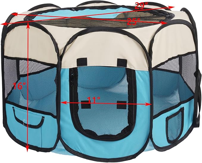 Pet Cat Playpen for Indoor Cats,Portable Pet Dog Playpen,Puppy Small Dog Cat Tent Crates Cage,29x29x16,Grey/Beige,1Pack