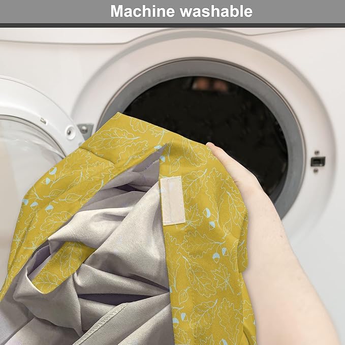 Ambesonne Leaves Dog Crate Cover, Hand Drawn Oak Leaf and Ahorn Trees Sketch Style Illustration, Easy to Use Pet Kennel Cover for Cats & Medium Dogs, 24 Inch, Earth Yellow Multicolor