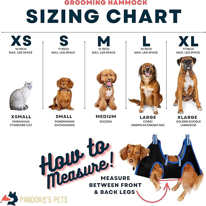 Cat & Dog Grooming Hammock - DIY Pet Grooming Kit With Sling, Nail File, Comb, and Trimmers - Small to Large Pets