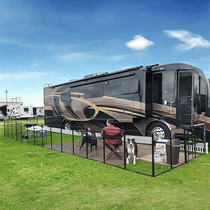 MoNiBloom Dog Playpen Outdoor, 40" Height 8 Panels Heavy Duty Metal Dogs Pen for Large/Medium/Small Animals Pet Exercise Pen for RV Camping Yard