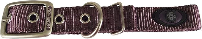Hamilton Double Thick Nylon Deluxe Dog Collar with Brushed Hardware Finish, 1-Inch by 20-Inch, Plum