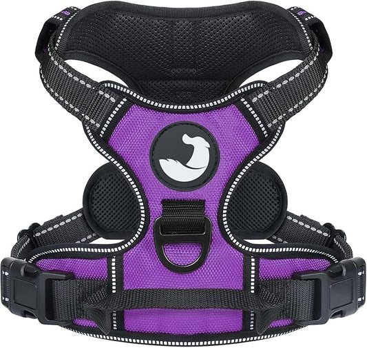 Joytale No Pull Dog Harness for Small Dogs, Reflective Pet Vest with Front Clip, Adjustable Soft Padded Harnesses with Easy Control Handle for Training and Walking, Purple, S