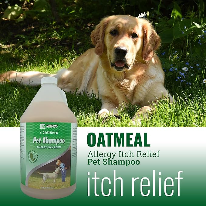 Kenic Oatmeal Anti-Itch Pet Shampoo for Dogs and Cats, Formulated for Quick Soothing Itch Relief with Oatmeal & Almond Oil, Moisturizing Cleansing, pH Balanced, Made in USA