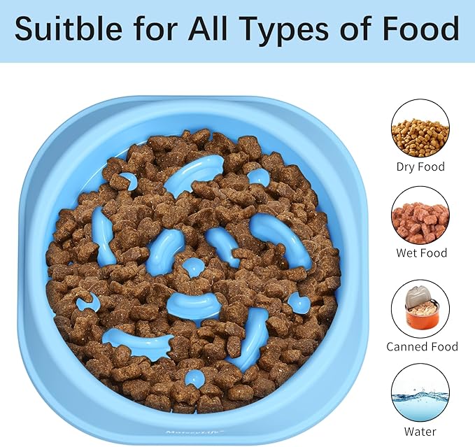 MateeyLife Small Slow Feeder Cat Bowls 2PCS, Anti-Choking Puzzle Cat Food Bowls, Anti-Slip Interactive Dog Feeding Slow Down Eating, Bloat Stop Maze Dishes Dog Feeder for Small Breeds 1 Cup