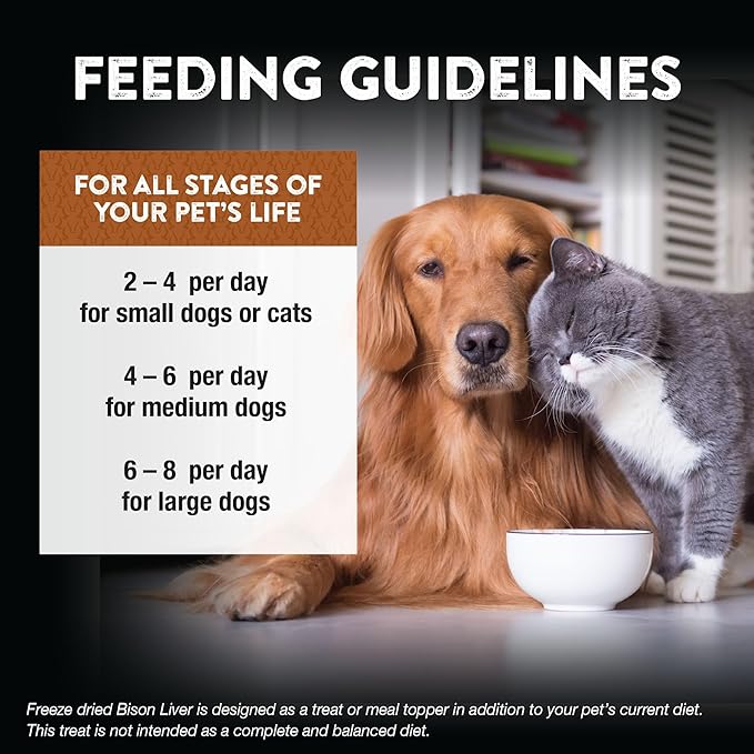 Northwest Naturals Raw Rewards Freeze-Dried Bison Liver Treats for Dogs and Cats - Bite-Sized Pieces - Healthy, 1 Ingredient, Human Grade Pet Food, All Natural - 3 Oz