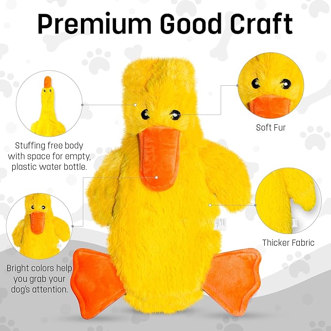 FGA MARKETPLACE Duck-Chipmunk Flat NO Stuffing NO Squeak Plush Dog Toy, Funny Style Will Entertain Your Dog for Hours, Recommended for Small and Medium Dog 21 INCH Long