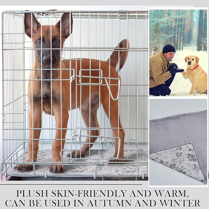 Dog Crate Pan Cover Dog Bed Cover Washable Dog Crate Liner for Pets Dog Crate Tray, Pan Cover Only, Fit for 42 x 28 Inch (Hemp Flower)