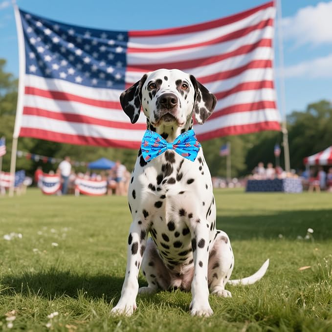30 PCS 4th of July Dog Bow Ties Bulk for Small Medium Large Dogs Patriotic Dogs Bowties with Adjustable Ties Independence Day Bow Ties Party Grooming L