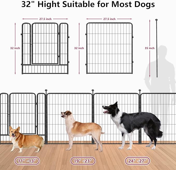 Dog Playpen 32" Height 30 Panels Portable Dog Fence Outdoor for Yard Puppy Playpen Indoor Dog Pen Outdoor for Medium/Small Dogs, Heavy Duty Pet Playpen Dog Kennel for RV, Camping, Yard