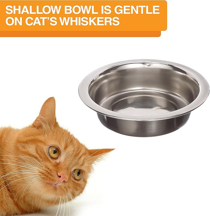 Neater Feeder Express Mess Proof Cat Bowls Elevated, No Spill Cat Feeding Station, Stainless Steel Cat Dishes for Food and Water, Raised Cat Bowls for Indoor Cats, Whisker Friendly Bowls, Almond
